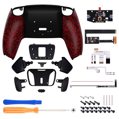 Textured Red Programable RISE4 Remap Kit for PS5 Controller BDM 010 & BDM 020, Upgrade Board & Redesigned Back Shell & 4 Back Buttons for PS5 Controller - Controller NOT Included