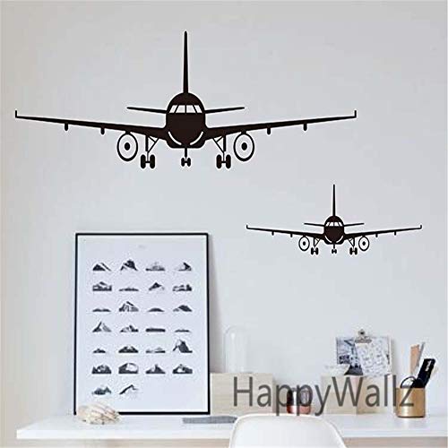 Chic Wall Decals Military Army Cargo Airplane Aircraft Airplane Biplane Silhouette Wall Sticker Decal, Removable DIY Vinyl Plane Wall Decor Art Mural for Kids Boys Gift Durable (M:39.37 x 12.60 in)