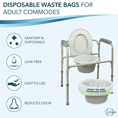 Bedside Commode Liners for Portable Toilet Chair Bucket and Bedpan | Value Pack of 96 Disposable Waste Bags for Adults in Medical Care | Universal Fit Portable Toilet Liners