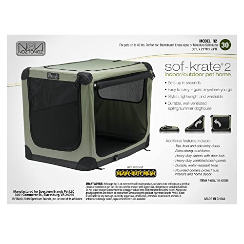 Soft-Krater Indoor and Outdoor Crate for Pets, Green