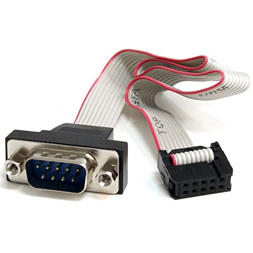 16in 9 Pin Serial Male to 10 Pin Motherboard Header Panel Mount Cable - motherboard to RS232 (PNL9M16),Gray