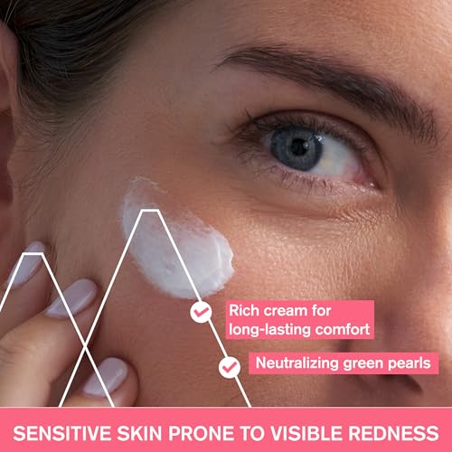 Roseliane Redness Relief Face Cream 1.35 fl.oz. | Hydrating Moisturizer for Sensitive Skin Prone to Redness | Soothes and Decrease visible Redness | Makeup Base, Non Comedogenic