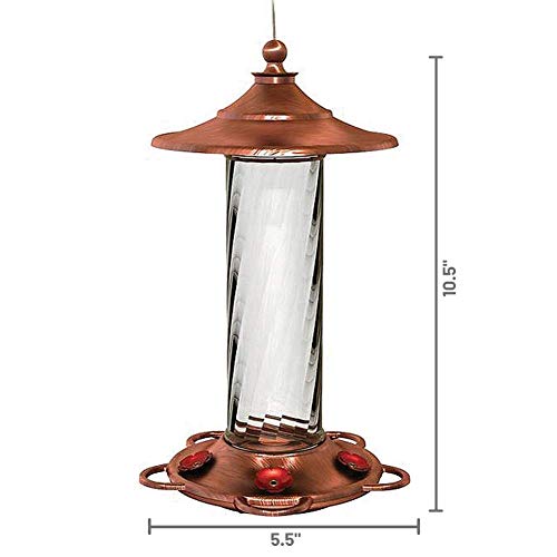 Glory Hummingbird Feeder, Glass Hummingbird Feeders for Outdoors, 5 Feeding Stations, 13 Ounces