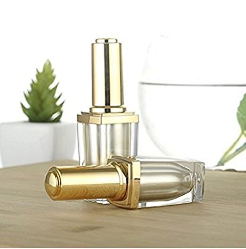 2Pcs 10Ml 0.34Oz Clear Gold Cap Empty Upscale Acrylic Nail Polish Bottles Container Manicure Top Coat Varnish Cosmetic Bottle With Brush