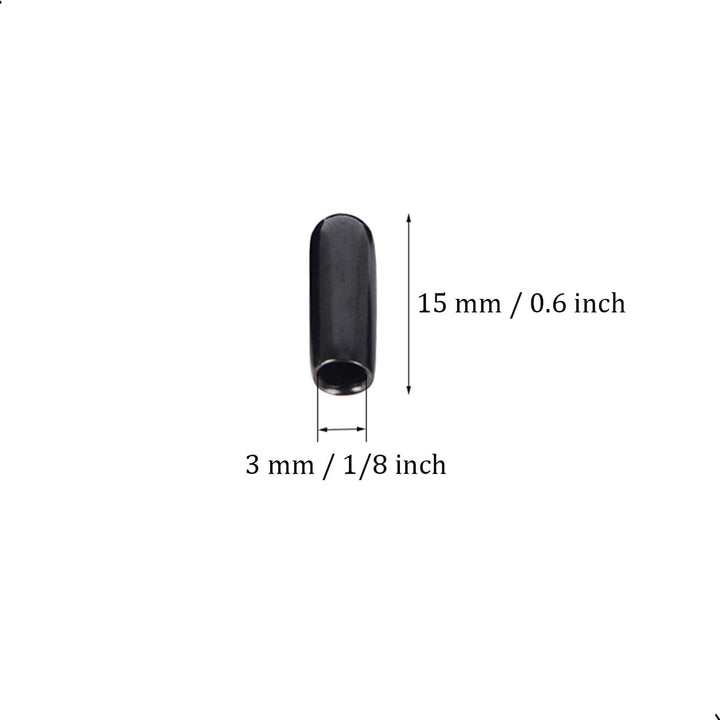 50pcs Screw Thread Protectors 1/8 inch ID Rubber Round End Cap Cover Flexible Tube Caps Tubing Tip, 15 mm Long (Black,Inner Dia 3mm)