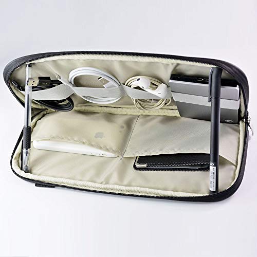 Car Sun Visor Organizer, Multi-Pocket Visor Organizer Storage Pouch for Cars, SUVs & Trucks with Double Zippers, Elastic Bands & Glasses Clip - Organizes Essentials Keep Tidy (Black)