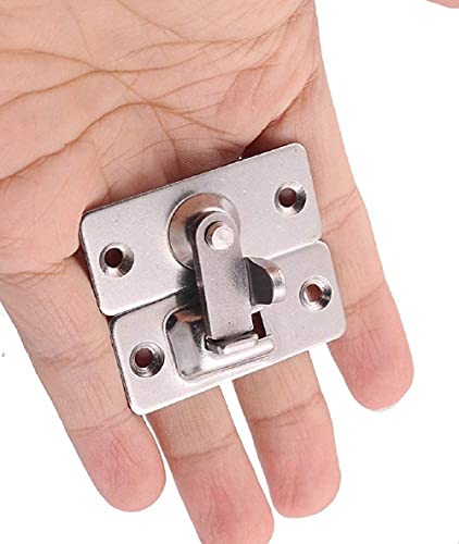 Mini Size Door Hasp Latch 90 Degree, Stainless Steel Safety Angle Locking Latch for Push/Sliding/Barn Door, Satin Nickel