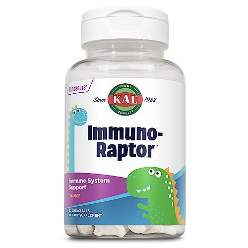 ImmunoRaptor Kids Immune Support Chewables, Vitamin C and Zinc for Healthy Cell Function, Dinosaur Shaped, Orange Flavor, Gluten, Lactose, and Peanut-Free, Sweetened with Xylitol, 60 Servings