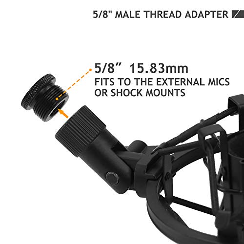 2 Pack Screw Thread Adapter, 5/8 Male to 3/8 Female Mic Screw for Blue Yeti/Blue Snowball/Blue Yeti X Microphone Stand Mount (Black)