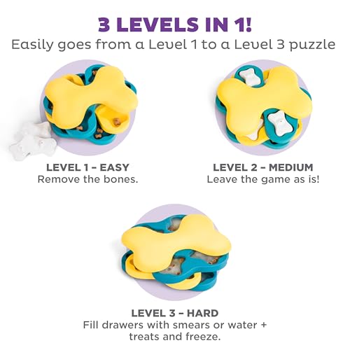 by Nina Ottosson Dog Tornado Treat Puzzle Dog Toy, Level 2 Intermediate, Blue