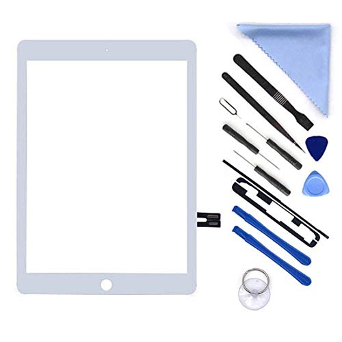 Touch Screen Digitizer Repair Kit for iPad 6 6th Generation 2018 9.7inch (A1893 A1954) Front Glass Replacement (Without Home Button,Not Include LCD) +Pre-Installed Adhesive +Tools (White)