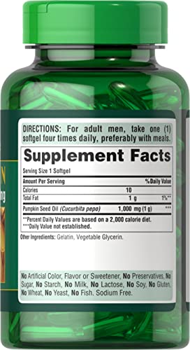 Pumpkin Seed Oil, Supports Prostate and Urinary Health White 100 Count (Pack of 1)