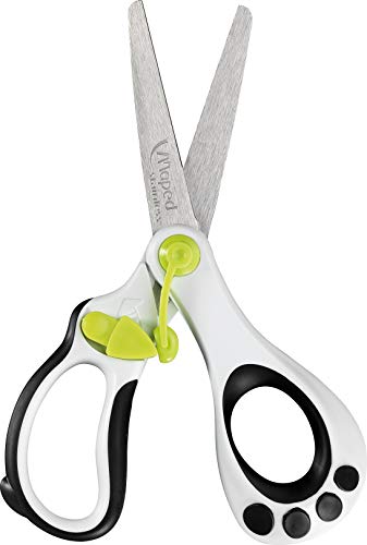 Helix USA Koopy Spring-Assisted Educational Scissors, Kids, 5 Inch, Blunt Tip, Right Handed Use (470249US),Black/White