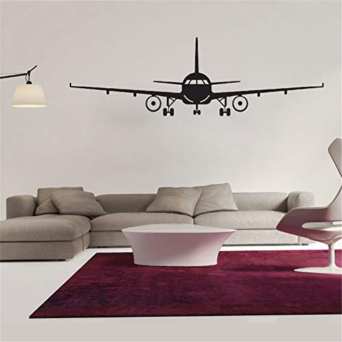 Chic Wall Decals Military Army Cargo Airplane Aircraft Airplane Biplane Silhouette Wall Sticker Decal, Removable DIY Vinyl Plane Wall Decor Art Mural for Kids Boys Gift Durable (M:39.37 x 12.60 in)