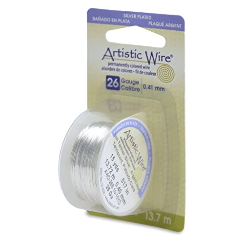, 26 Gauge Silver Plated Tarnish Resistant Colored Copper Craft Jewelry Wrapping Wire, Tarnish Resistant Silver, 15 yd