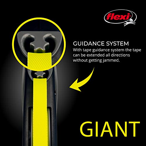 Giant Tape Retractable Dog Leashes for Large Dogs Upto 110 lbs. – 26 ft., Black | Tangle Free Pet Walking Leash with One-Handed Brake, Pause, Lock | German Quality Product