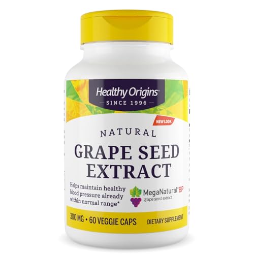 Grape Seed Extract 300 mg (MegaNatural BP, Non-GMO, California-Grown, Gluten Free, Supports Healthy Blood Pressure), 60 Veggie Caps