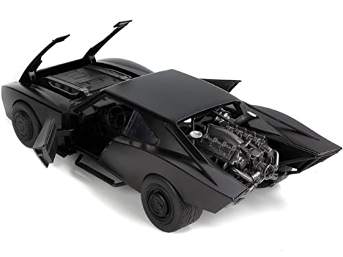 DC Comics The Batman 1:18 Batmobile with Lights Die-cast Car & 3.75 Batman Figure, Toys for Kids and Adults ,Black