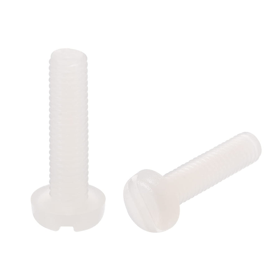 M3 x 25mm Nylon Machine Screws, Pan Head Slotted Screw Fasteners, 60pcs