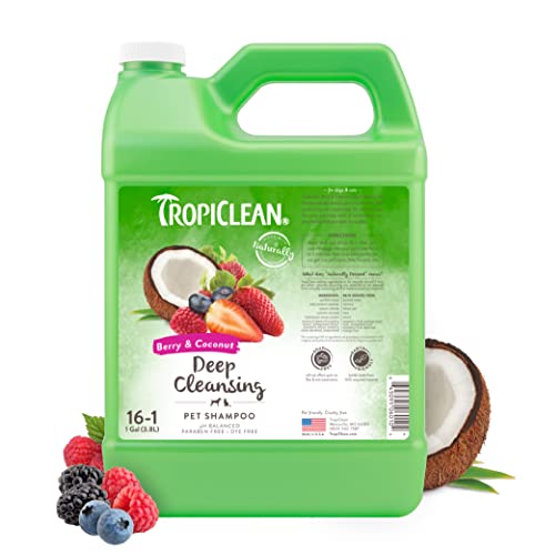 Deodorizing Dog Shampoo for Smelly Pets, Professional Dog Shampoo, Long Lasting Odor Control, Puppy Safe, USA Made, Berry Scent, 1 Gal
