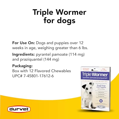 DURVET 12-Pack Triple Wormer Tablets for Puppies and Small Dogs