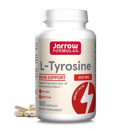 L-Tyrosine 500 mg, Dietary Supplement, Amino Acid Supplement for Brain Health Support, 100 Capsules, 100 Day Supply