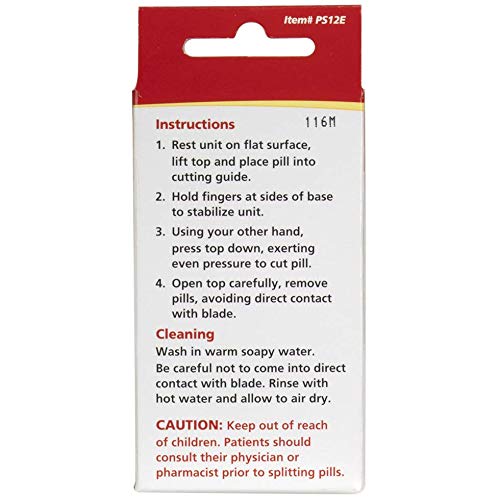 Pill Cutter and Splitter with Dispenser, Cuts Pills, Vitamins, Tablets, Stainless Steel Blade, Travel Sized, Includes Storage Container, Color May Vary, BPA Free