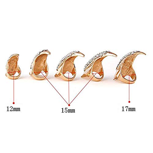 Ericotry Set of 5 Punk Style Finger Claw Ring Gothic Jewelry False Nail Retro Clear Crystal Talon Finger Ring Knuckle Bend Finger Claw for Cosplay Party (Glod)