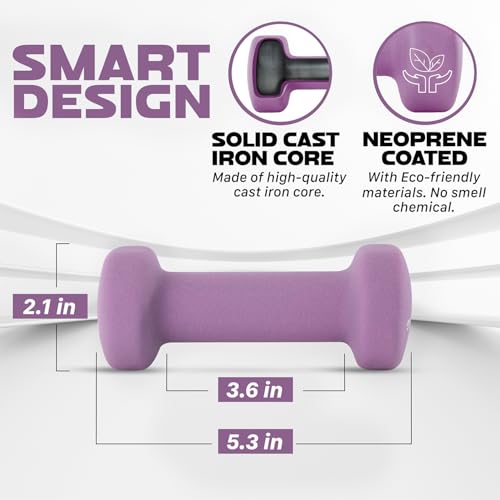 Exercise amp Fitness Ibs Non Slip Hexagon 2lbs Neoprene Dumbbell Set for Muscle Toning Stren, A-Purple-2 lbs , 2 Pair US
