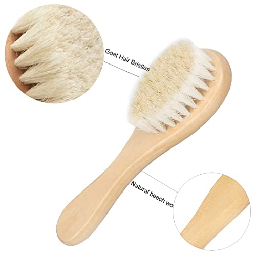 Baby Hair Brush, Wooden Goat Bristles Hair Brush for Newborns & Toddlers, Ideal for Cradle Cap, Perfect Baby Registry Gift, Hypoallergenic, 1 Count