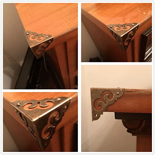 4Pcs Brass Box Corner Protectors Edge Safety Guards Cabinet Furniture Desk Wooden Jewelry Box Corner Bumpers, 1.18x1.18x1.18
