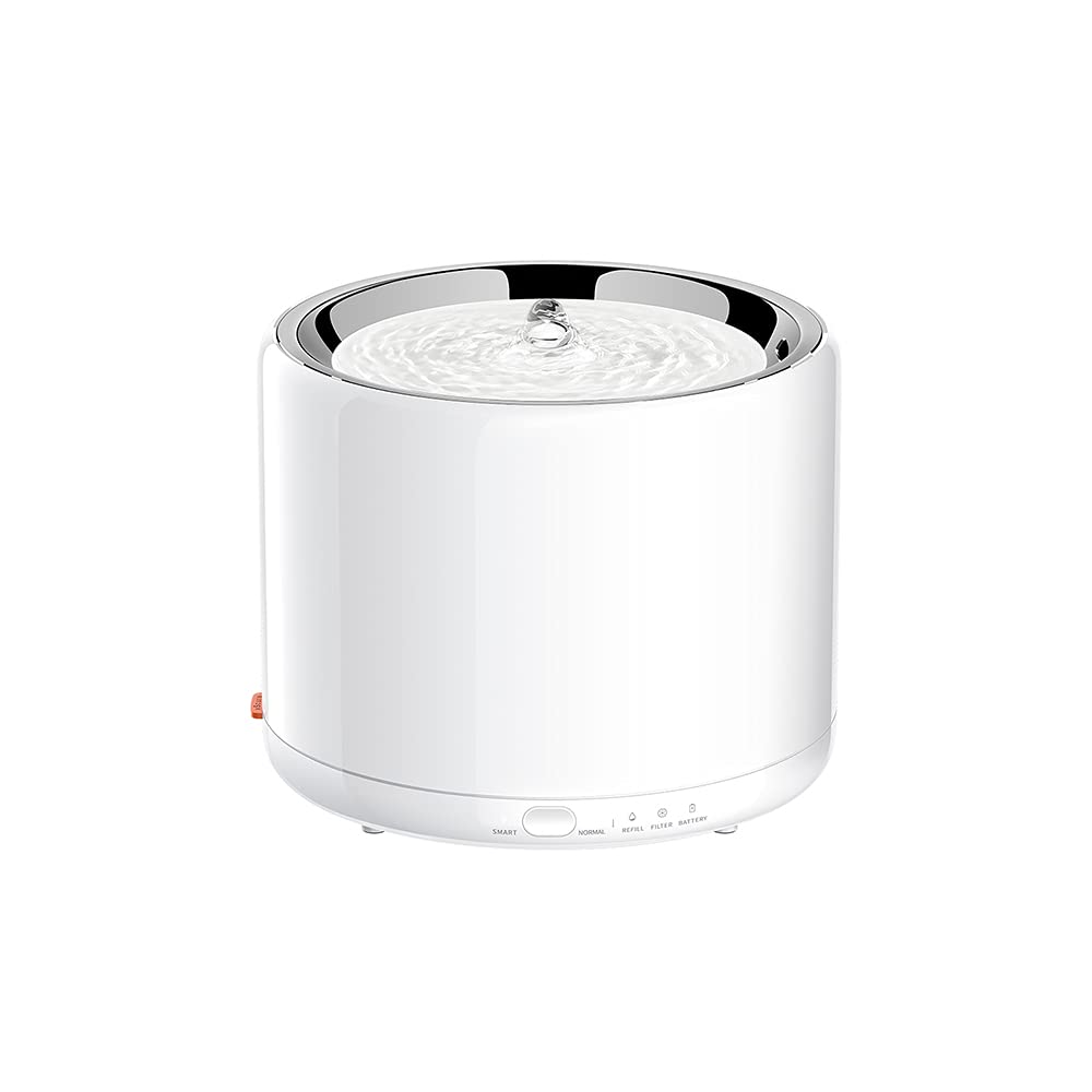 Eversweet 3 Cat Dog Stainless Steel Water Fountain, Automatic Pet Water Dispenser with Burnout Prevention Pump, Ultra-Quiet LED Light, Dual Working Modes