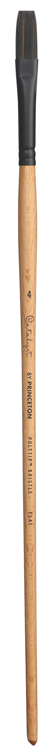 Catalyst Long Handle Flat Paint Brush | Precise Brush for Fine Detail | Maximum Colour Holding Capacity | Even & Consistent Flow |Size - No 4