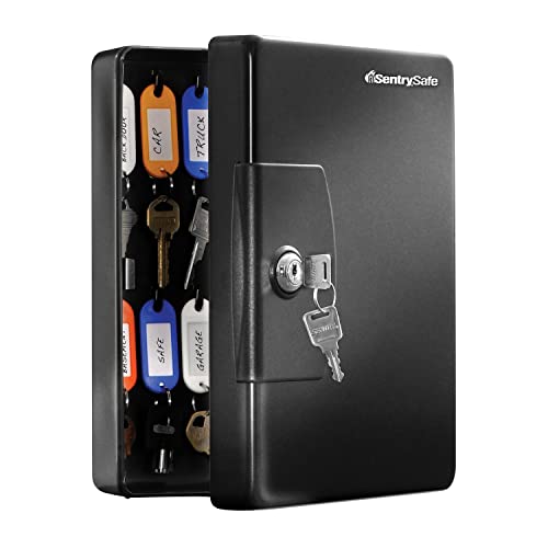 Key Box, Small Black Key Lock Box, Locked Key Rack Wall Mount for Secure and Easy Access to Multiple Keys, 0.06 Cubic Feet, KB-25