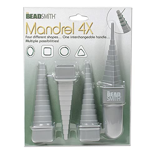 Mandrel 4X, Wire Wrapping Set, 4 Different Shapes, Oval, Square, Round and Triangle, Plus Interchangeable Handle, Metal Jewelry Forming and Shaping Tool