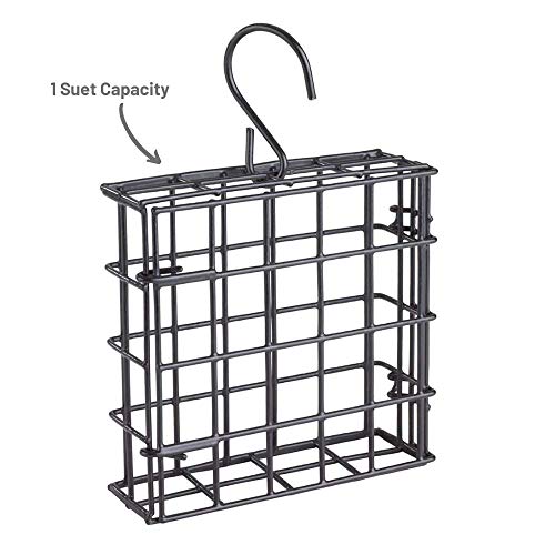 Suet Cage Bird Feeder, Fruit and Suet Feeder, Single Cake Capacity ,Black