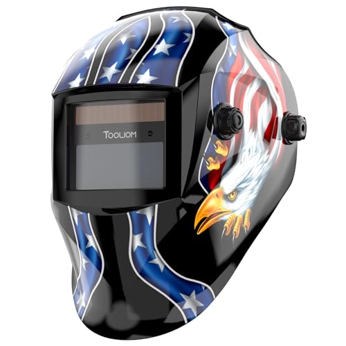 Solar Powered Welding Helmet Auto Darkening for TIG MIG ARC Welder Mask with Adjustable Shade Range 4/9-13 Blue Eagle Design