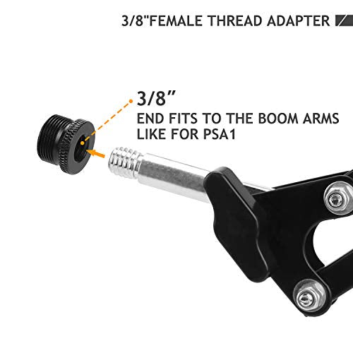 2 Pack Screw Thread Adapter, 5/8 Male to 3/8 Female Mic Screw for Blue Yeti/Blue Snowball/Blue Yeti X Microphone Stand Mount (Black)