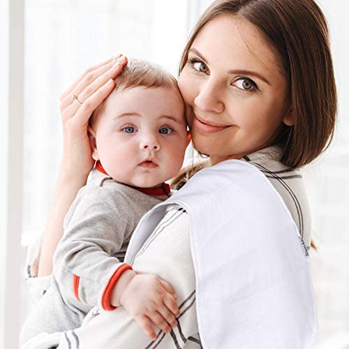 Baby Burp Cloth - 5 Packs Organic Cotton Two Layers Burping Rags, Large Contoured Ultra Soft and Thick Absorbent Towels, Unisex for Boys and Girls, Baby Shower, 19x9