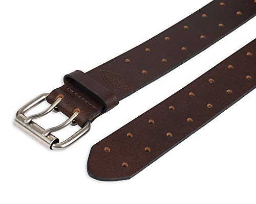 Men's Leather Double Prong Belt, Brown, 38