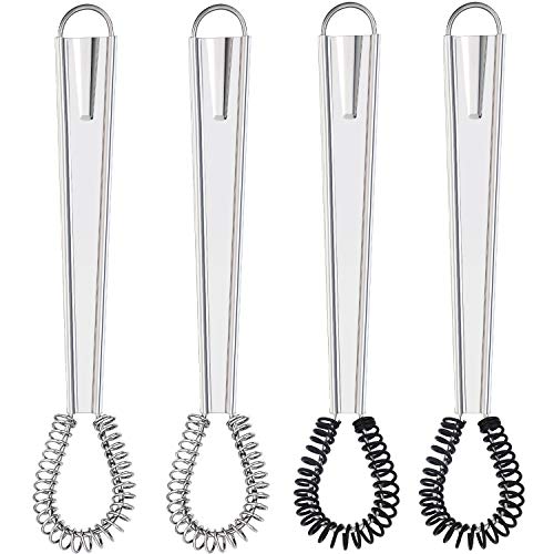 4 Pieces Egg Beater Stainless Steel Mini Spring Coil Whisk Silicone Whisk Hand Held Sauce Stirrer Blender Milk Frother Foamer Coffee Mixer