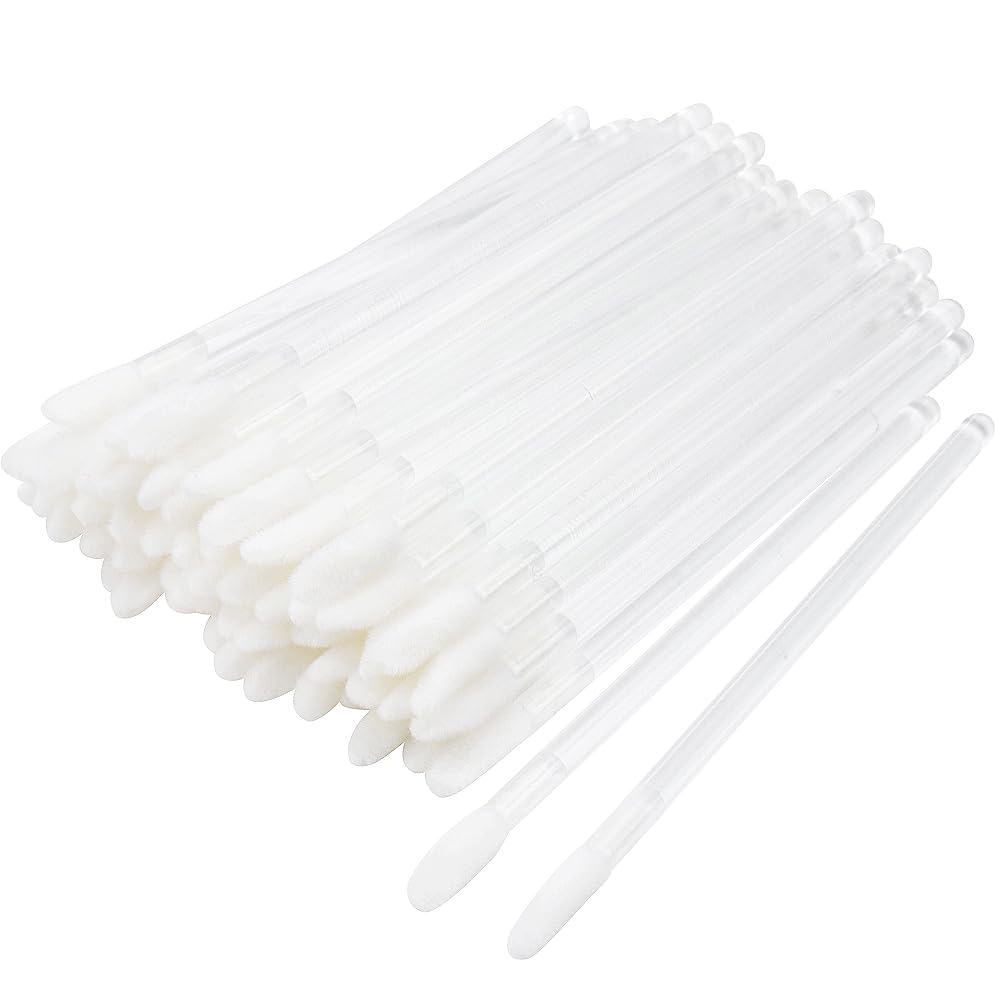 300 Pieces Disposable Lip Brushes Lipstick Gloss Wands Applicator Makeup Tool Kits, Clear Handle
