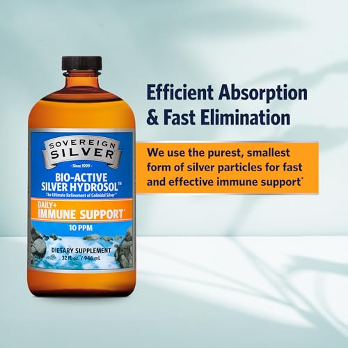 Bio-Active Silver Hydrosol for Immune Support, Colloidal-Silver Liquid, 10 ppm, 32oz (946mL)