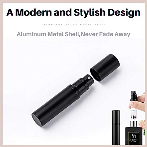 Portable Mini Refillable Perfume Atomizer Bottle Empty Pocket Size Cologne Sprayer for Travel 5ml (Y-Black)