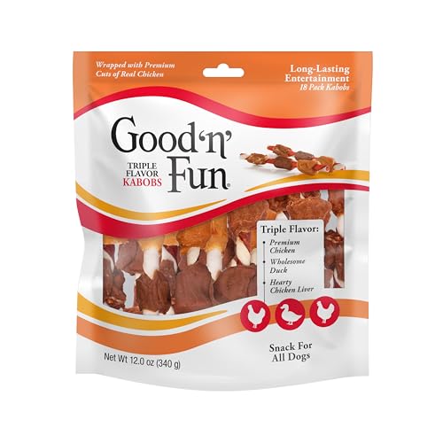Good'N'Fun Triple Flavored Rawhide Kabobs for Dogs, 1 pack, 12 oz