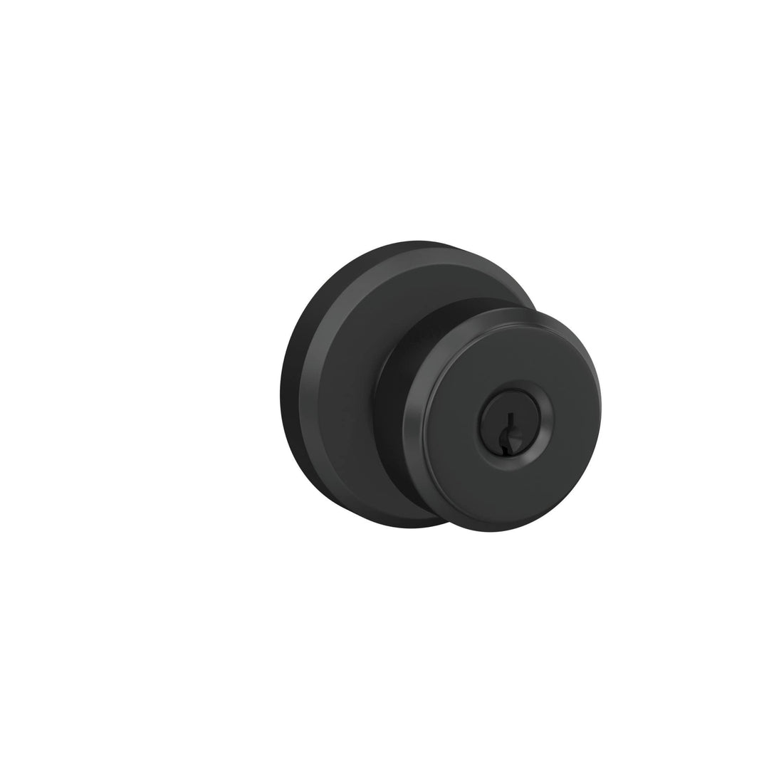 Schlage F51A BWE 622 GSN Bowery Door Knob with Greyson Trim, Keyed Entry Lock, Matte Black