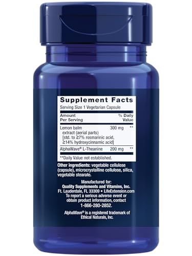 Enhanced Stress Relief, Lemon Balm Extract, L-theanine, decompress with This Supplement for Stress, Gluten-Free, Non-GMO, Vegetarian, 30 Capsules