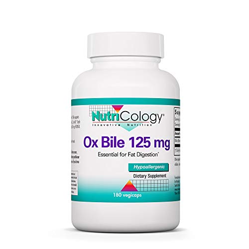 Ox Bile 125 mg - Ox Bile Supplements for No Gallbladder, Digestive Enzymes for Liver, Fat Digestion Support, Hypoallergenic Gallblader Supplements - 180 Count