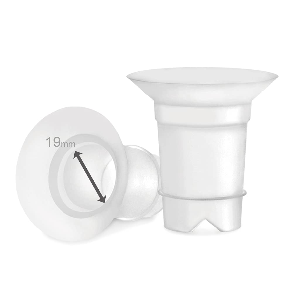 Flange Inserts 19 mm for Medela, Spectra 24 mm Shields/Flanges, Momcozy/Willow Wearable Cup. Compatible with Medela Freestyle, Harmony to Reduce 24mm Nipple Tunnel Down to 19 mm; 2pc/Each