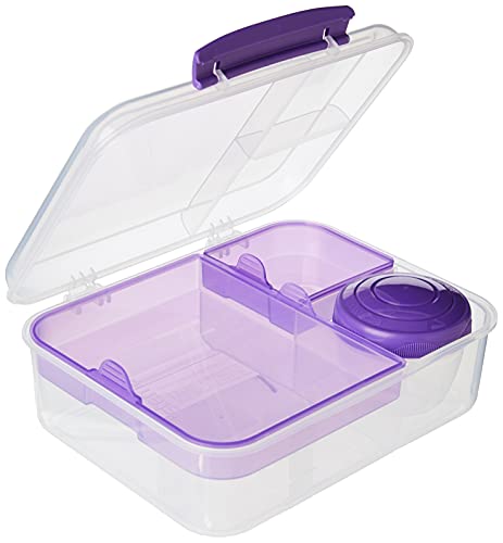 Bento Box Adult Lunch Box with 2 Compartments, Sandwhich,Salad Dressing Container,Dishwasher Safe,Color May Vary